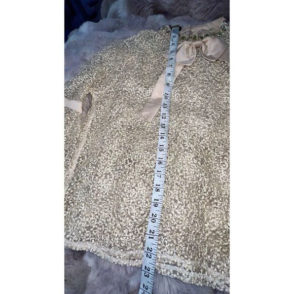 N by Nancy Women's Fishnet Sheer Lace  Champagne Collar Crystals, Size XL - Picture 12 of 16